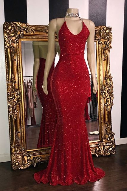 Mermaid Red Prom Dress Embellished with Sequin