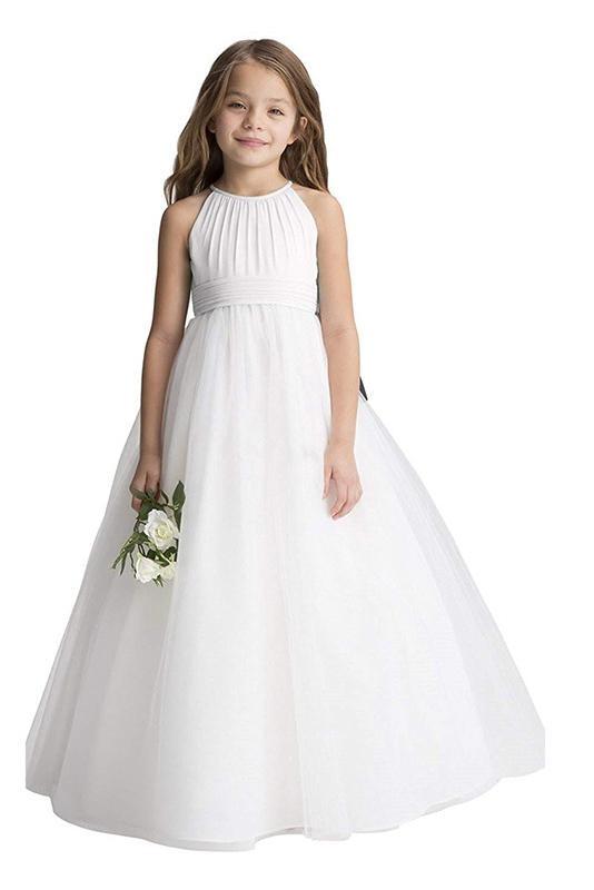 Ivory Scoop Neck Sleeveless Ball Gown Flower Girls Dress