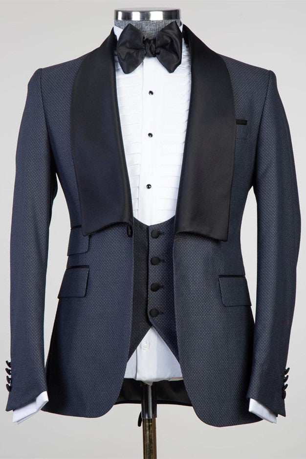 Dark Blue 3-Pieces Men Suits - Cliff Fashion Style Lapel Easy Fit