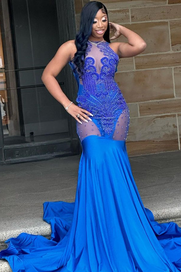 Mermaid Prom Dress With Royal Blue Sequins and Appliques