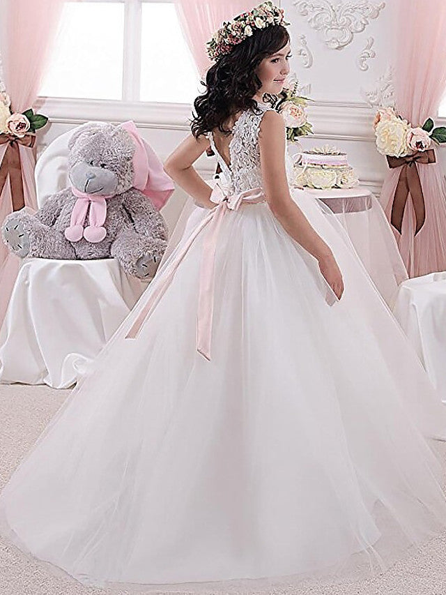 Elegant Sleeveless Jewel Ball Gown Floor Length Flower Girl Dress