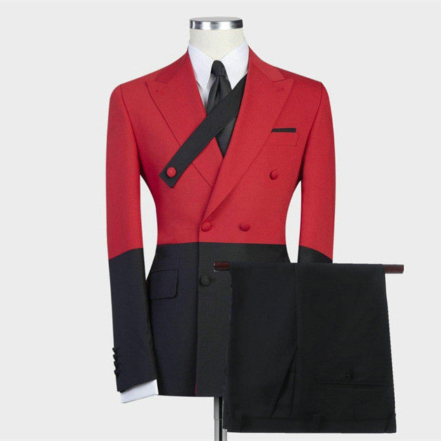 Red David Beckham Double Breasted Wedding Suit - Stylish & Fitted