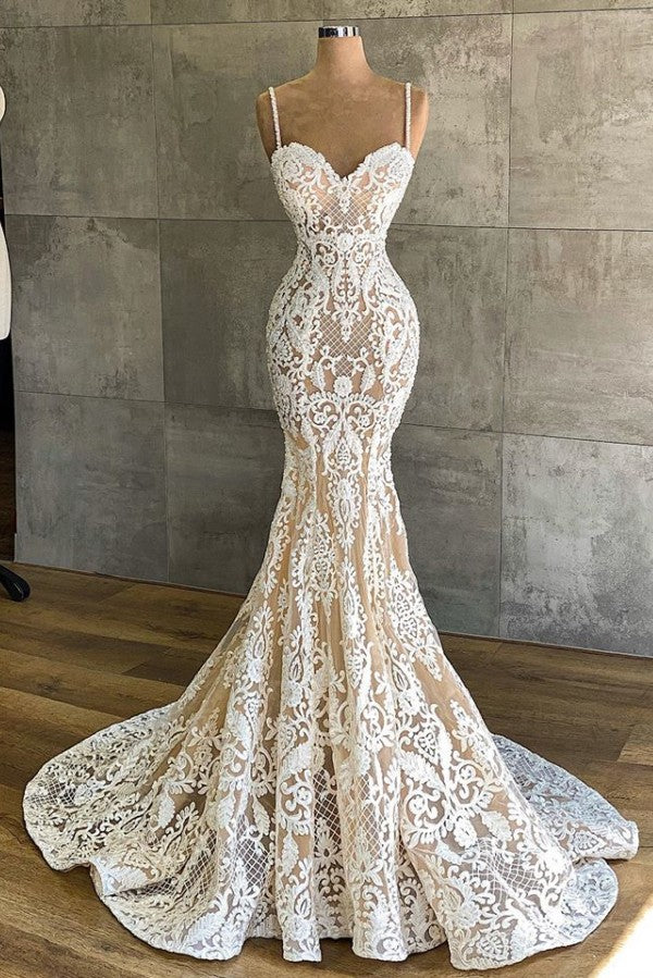 Sexy Sweetheart Mermaid Wedding Dress with Appliques Lace