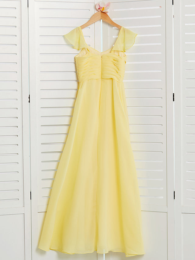 A-Line Chiffon Junior Bridesmaid Dress with Ruffles & Ruching