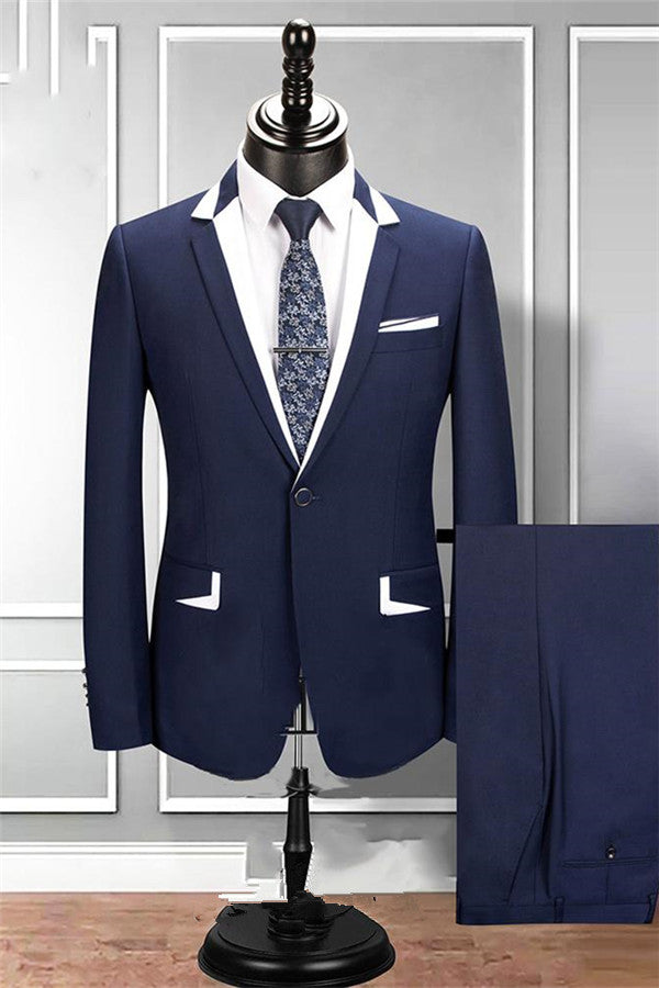 Modern Navy Blue 2 Pieces Notched Lapel Wedding Tuxedo