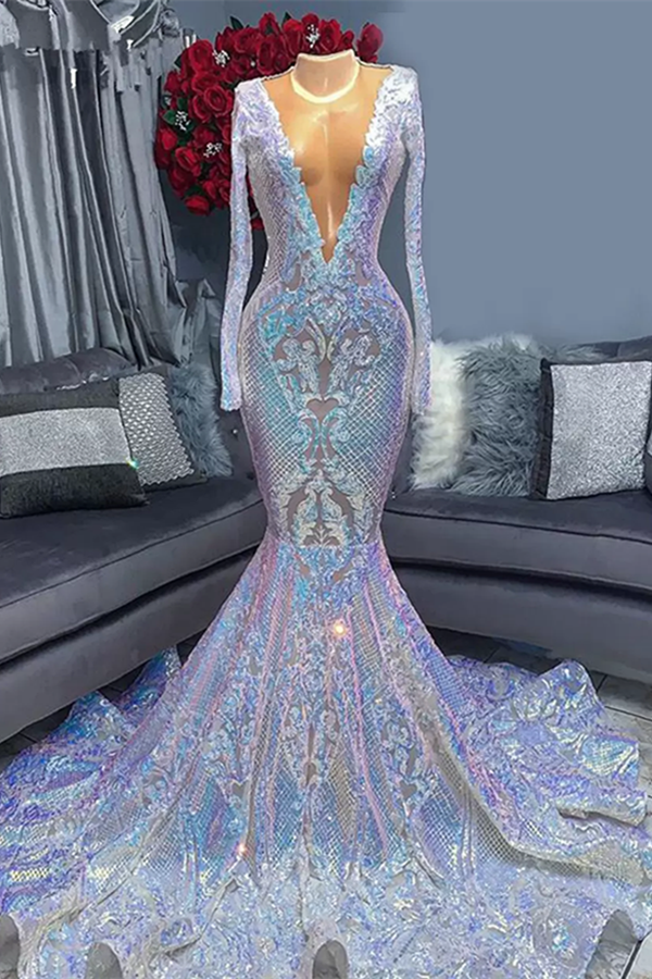 Mermaid Long Sleeve Sequins Prom Dress On Sale