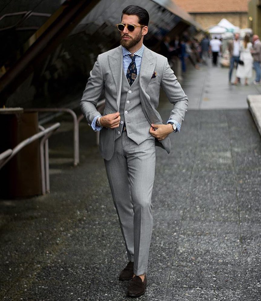 Classic Grey 3-Piece Groom Suit on Sale