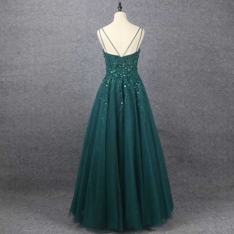 Elegant V Neck A Line Prom Dress with Appliques