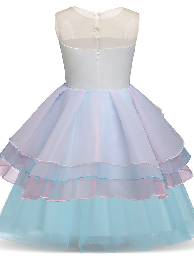 Princess Midi Party Dress ¨C Satin Tulle Embroidery & Appliques