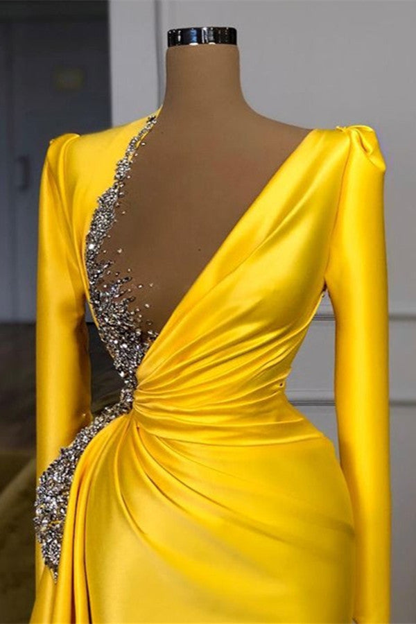 Gorgeous Yellow Prom Dress with Beads and Sequins