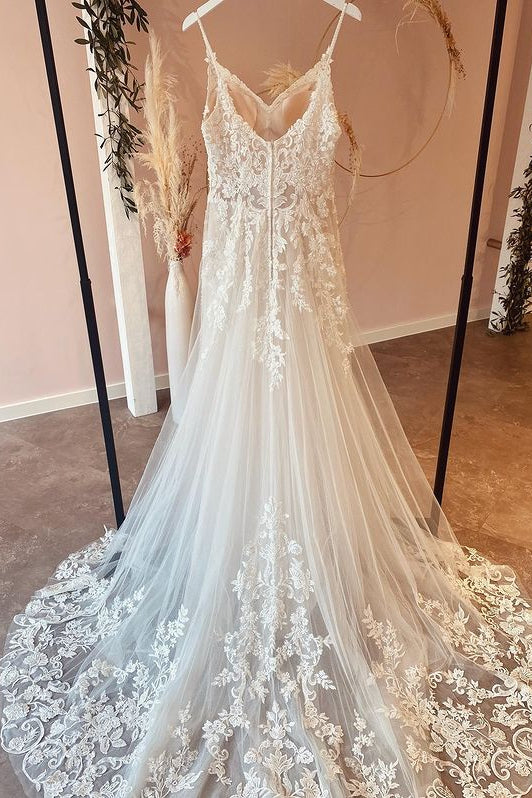 A-Line Sweetheart Wedding Dress with Lace Appliques