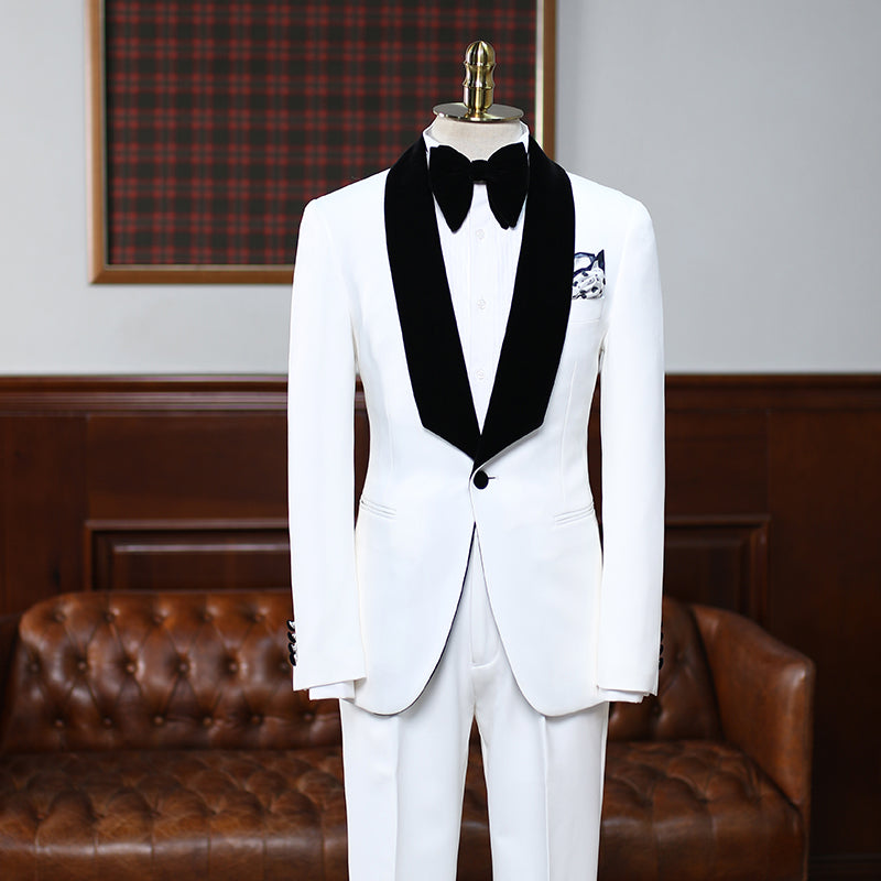 Gorgeous White Easy Fit Bespoke Wedding Suit for Bridegrooms by Aries