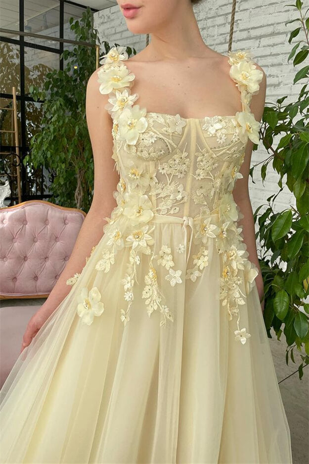 On Sale: Sleeveless Strapless Evening Dress with Mermaid Daffodil Flowers