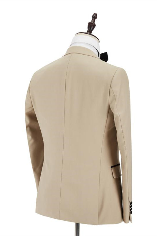 Black Peak Lapel Champagne Wedding Suit For Men's Party