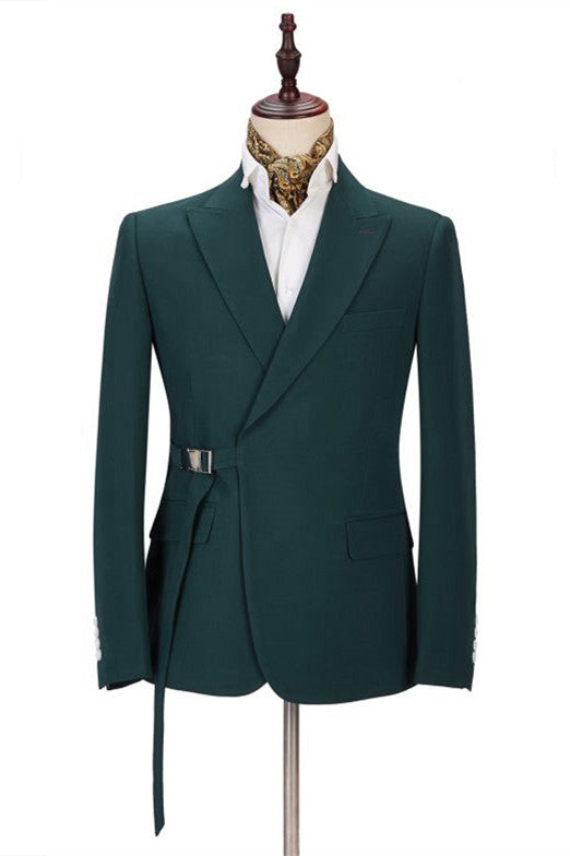 Dark Green Gentle Father Of The Bride Suit with Peaked Lapel