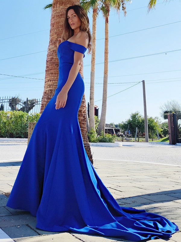 Royal Blue Off-the-Shoulder Mermaid Prom Dress