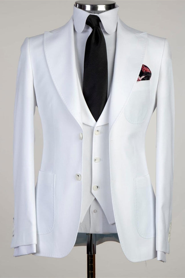 White Peaked Lapel Men Suit - Desmond Newest Business Style