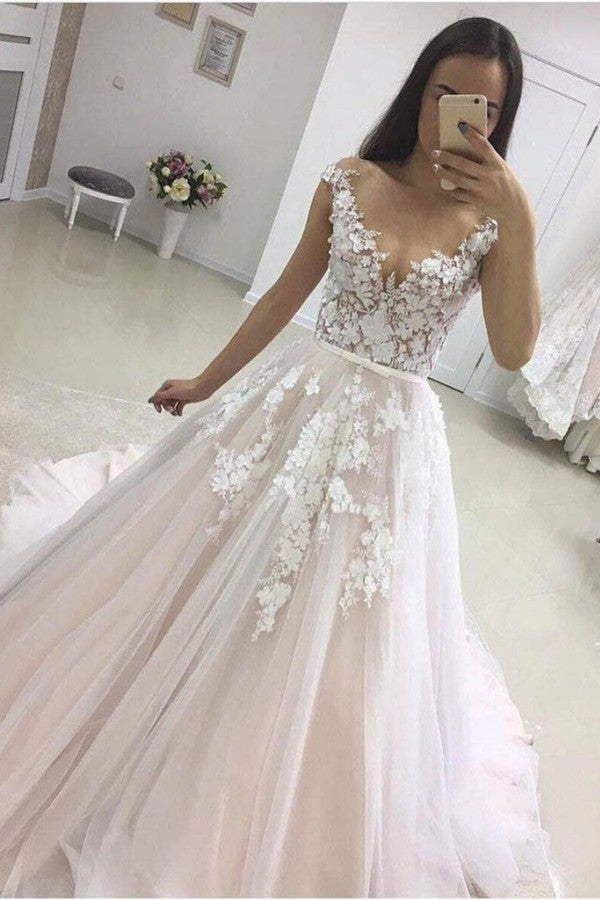 Gorgeous A-line Sweetheart Princess Wedding Dress With Tulle Lace