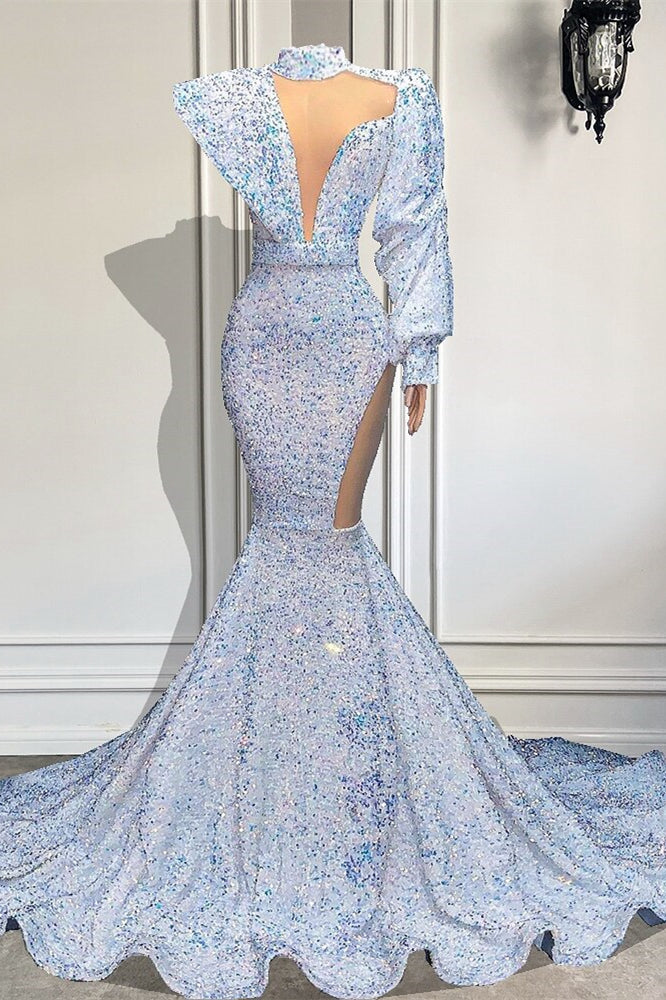 Sequined Mermaid Long Sleeves Prom Dress