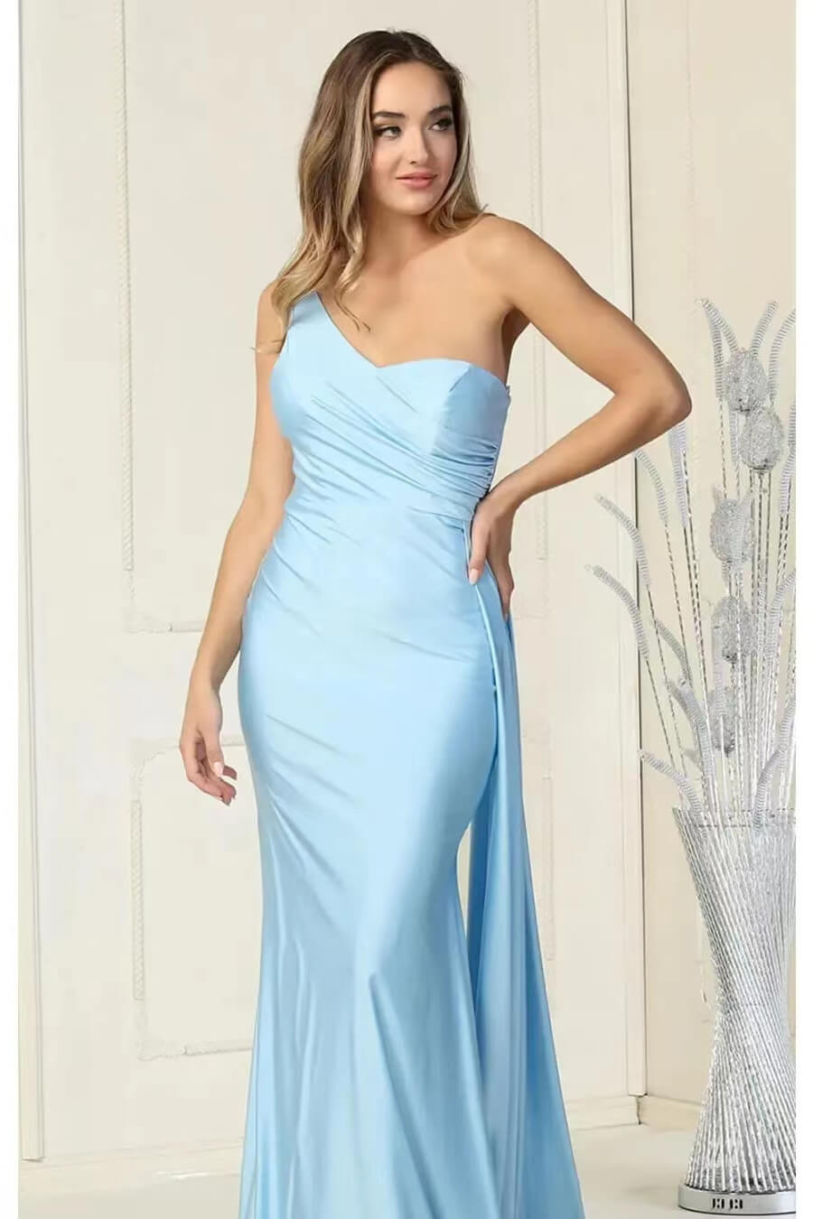 Elegant Long With Ruffles Evening Dress Sweetheart One Shoulder Online Mermaid