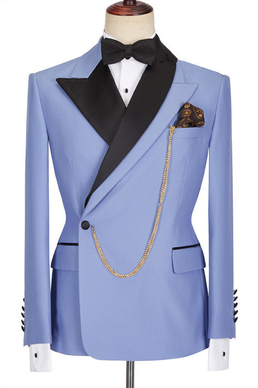 Morden Blue Best Fited Business Suit with Peaked Lapel for Guys