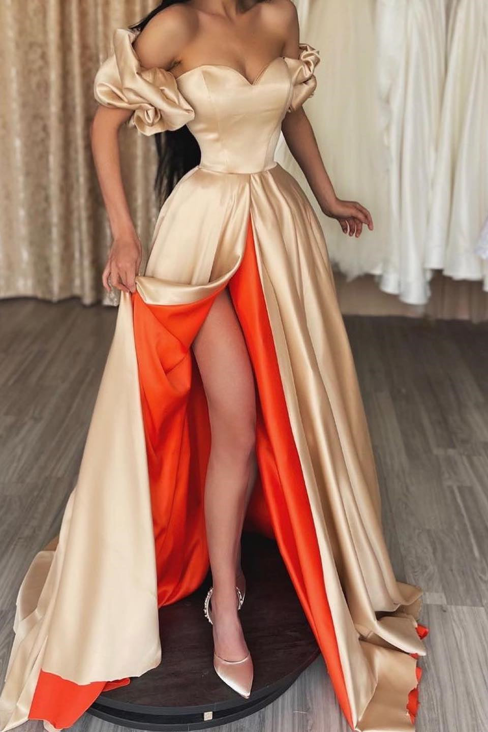 Long Sweetheart Off-the-Shoulder Prom Dress With Split