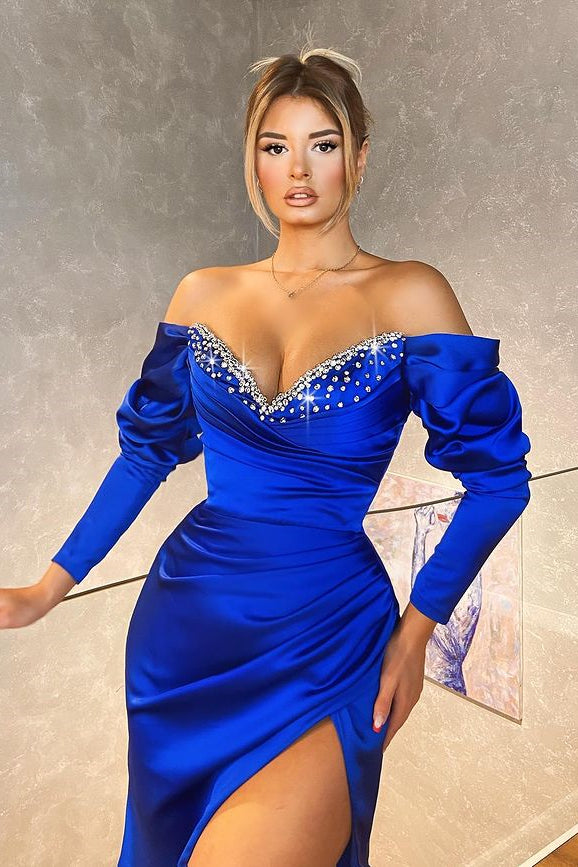 Mermaid Royal Blue Long Sleeves Evening Dress