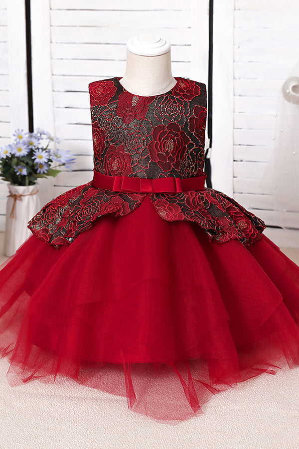 Jewel Sleeveless Flower Girl Dress with Appliques for Ball Gowns