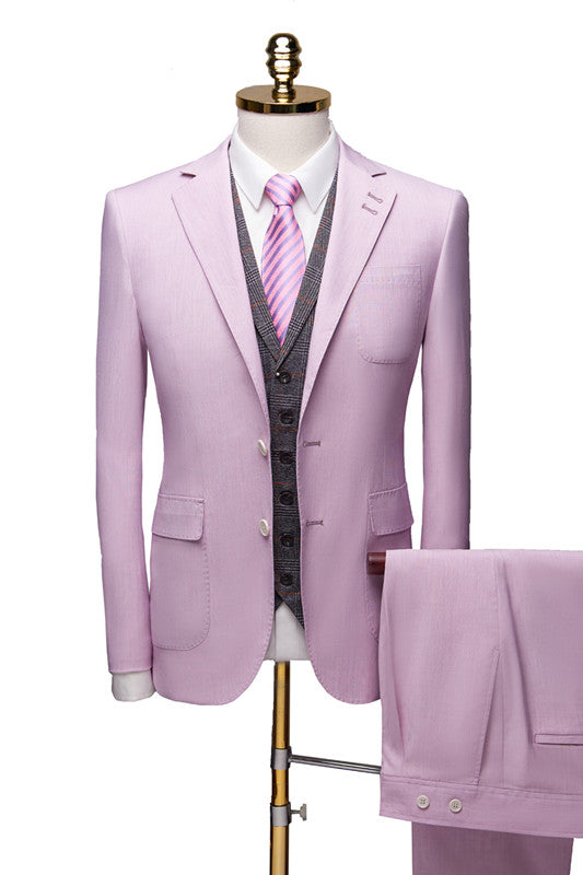 Classic Purple Three-Piece Notched Collar Wedding Suit