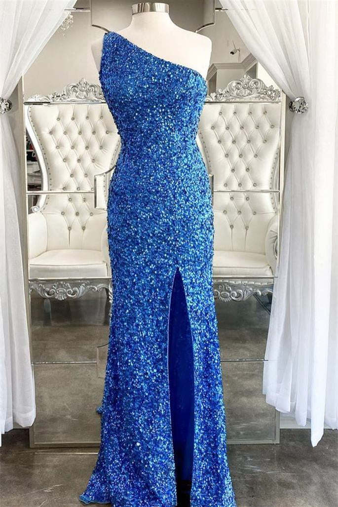 Stunning One Shoulder Mermaid Prom Dress With Split