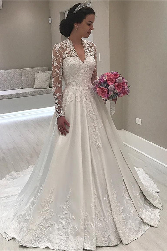 Sweetheart Mermaid Wedding Dress with Long Lace Appliques Sleeves