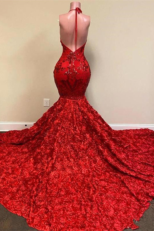 Mermaid Red Sequins Prom Dress with Spaghetti-Straps