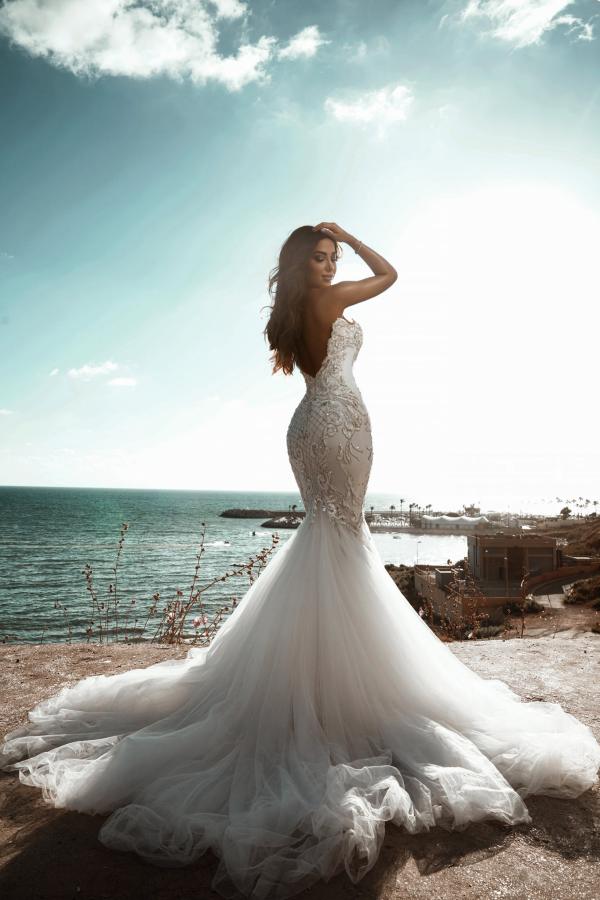 Elegant Sweetheart Backless Tulle Long Meramid Wedding Dress with Appliques Lace