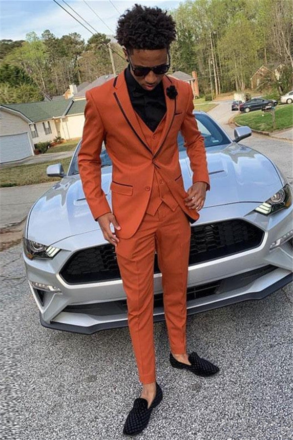 Elegant Orange Bespoke Dinner Prom Suit for Men - 3 Piece Set