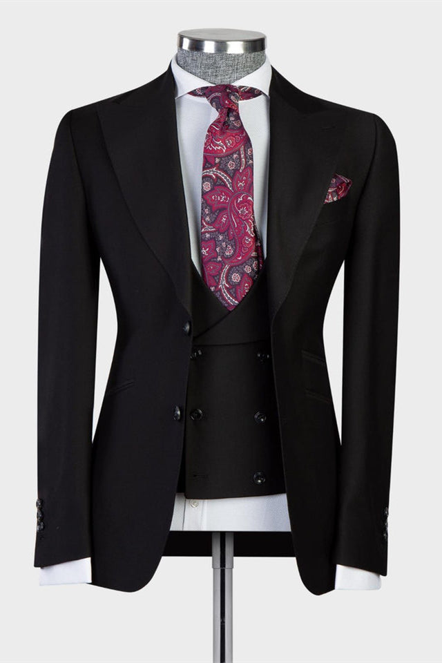 Stylish Black Peaked Lapel Bespoke Men Suits for Business by Emlyn