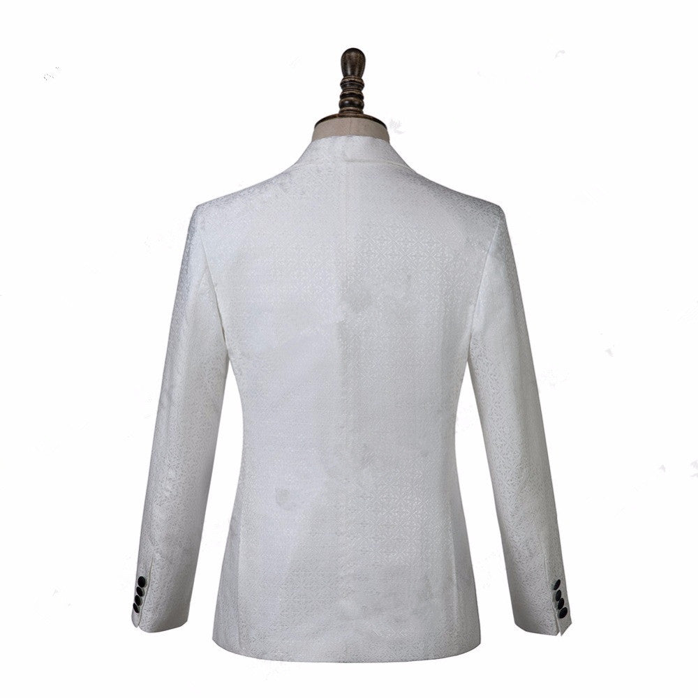 Gorgeous White Knitted Button Tuxedo With Shawl Lapel for Weddings