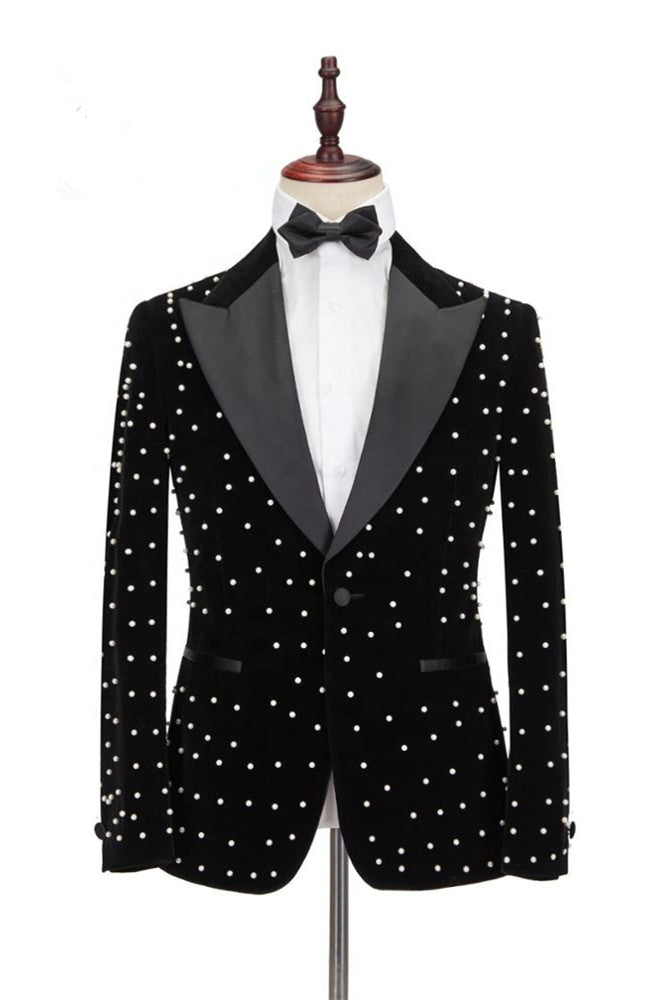 Gorgeous Prom Outfit for Guys - Black Peaked Lapel Casual Look