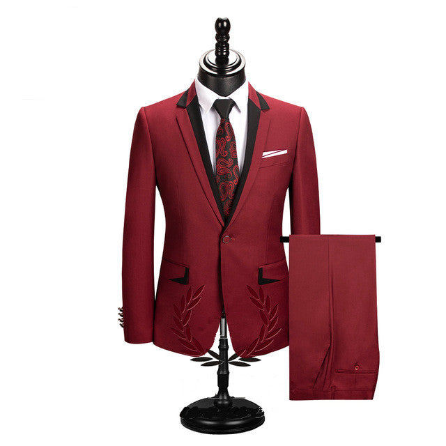 Red Tuxedo Suit for Groom - Notched Lapel With One Button - Populay World