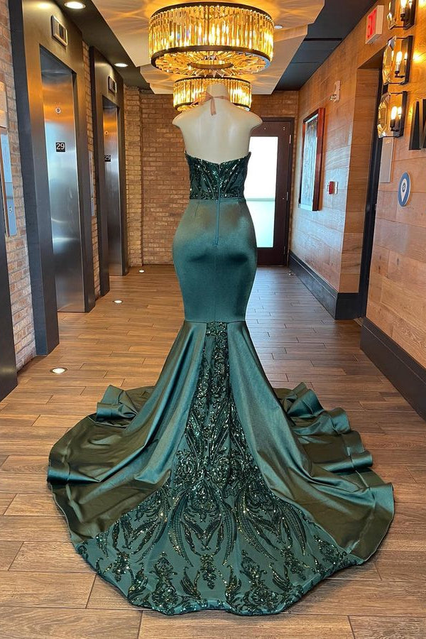 Unique Prom Dress with Appliques and Beads - Halter Sleeveless Mermaid