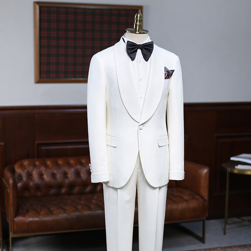 Look Dapper in Alva Classic White 2-Piece Custom Wedding Suit