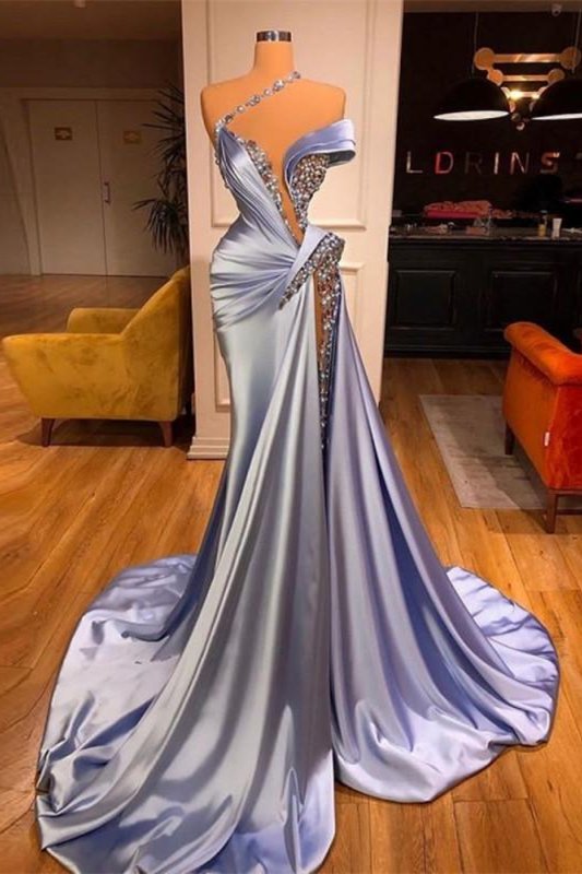 Mermaid Off-the-Shoulder Prom Dress With Long Beadings and Split