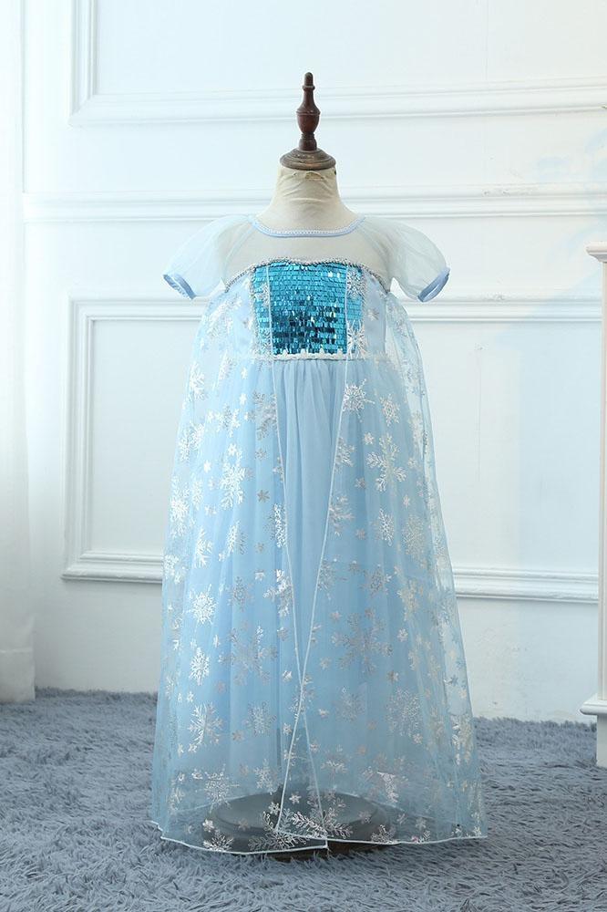 Light Blue A-line Flower Girl Dresses with Lace