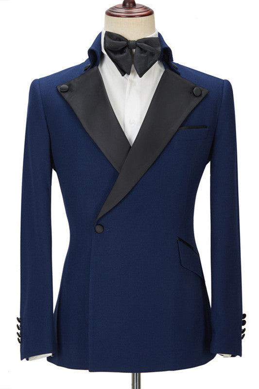 Dark Navy Dinner Prom Suit for Men with Peak Lapel and Two Pieces