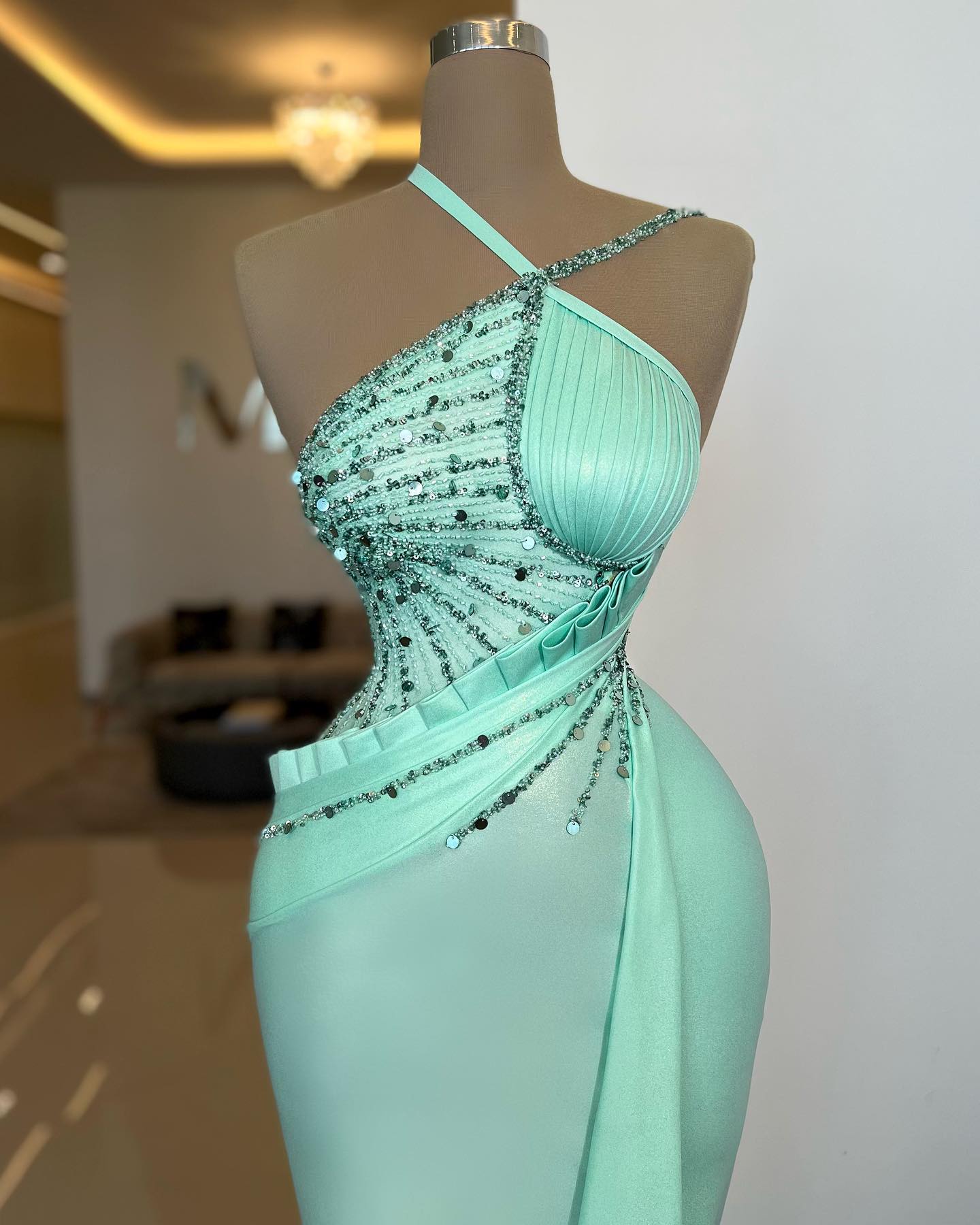 Mint Green Mermaid Prom Dress with Sequins - Amazing Look!