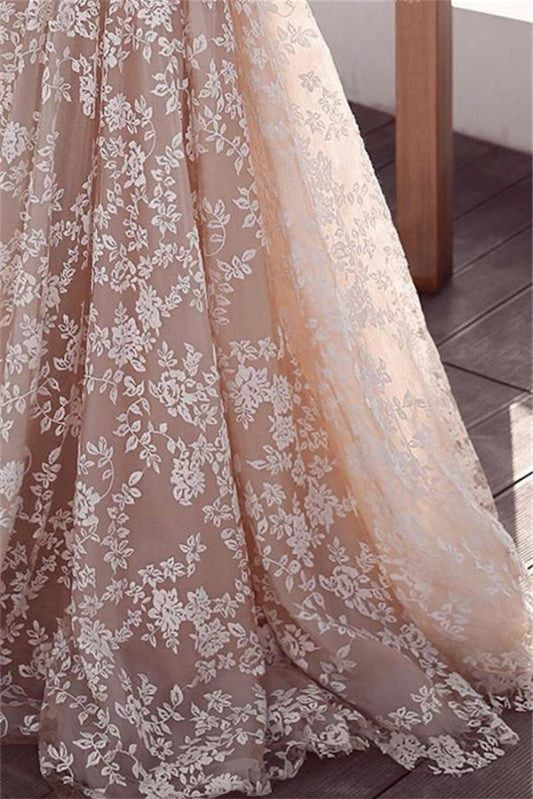 A-Line Long Sleeves Tulle Lace Appliques Wedding Dress