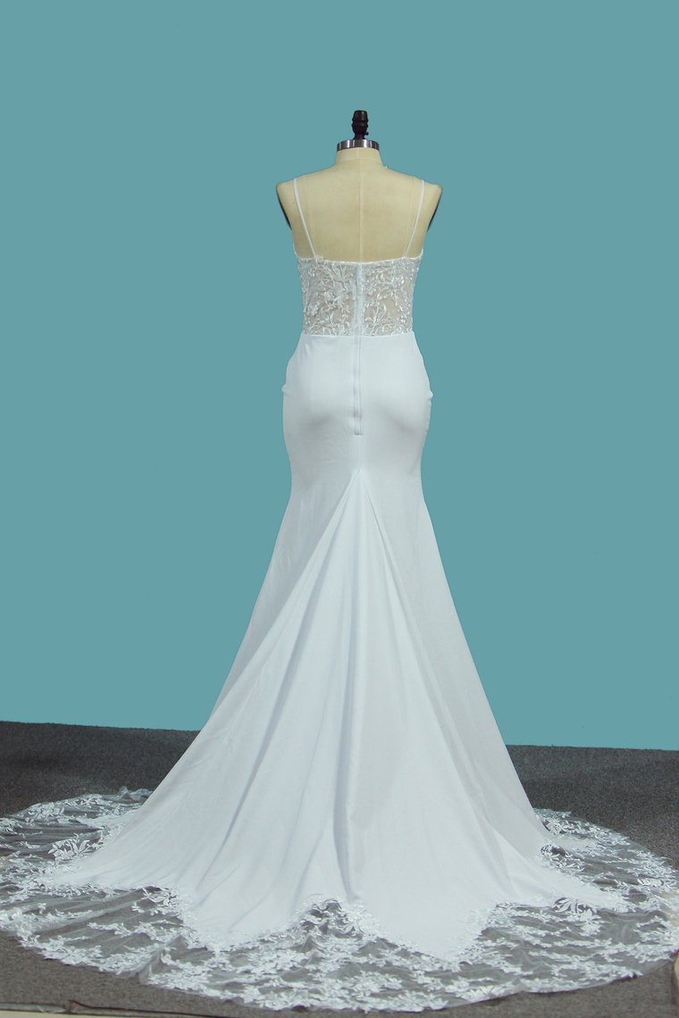 Vintage Sweetheart Mermaid Wedding Dress With Lace Spaghetti-Straps