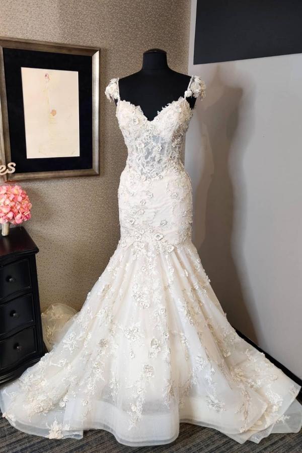 Luxury Mermaid Sweetheart Backless Wedding Dress With Lace