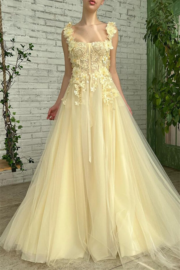 On Sale: Sleeveless Strapless Evening Dress with Mermaid Daffodil Flowers