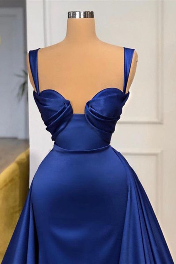 Royal Blue Long Prom Dress with Overskirt Straps