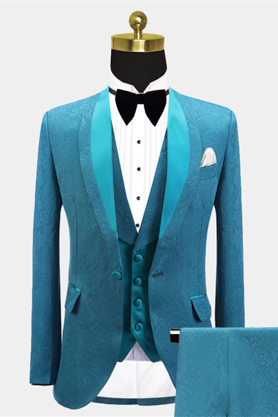 Luxury Jacquard Slim Fit Wedding Suit For Men